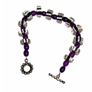 Artisan Handmade Glass Beaded Toggle Bracelet 8"